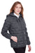 North End NE708W Womens Loft Waterproof Full Zip Hooded Puffer Jacket Carbon Grey/Black Model 3q