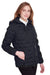 North End NE708W Womens Loft Waterproof Full Zip Hooded Puffer Jacket Black/Carbon Grey Model 3q