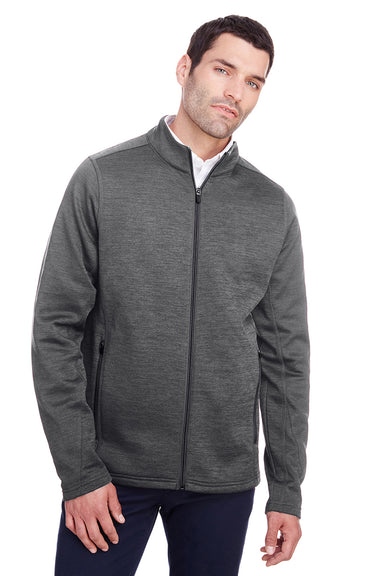 North End NE712 Mens Flux 2.0 Fleece Water Resistant Full Zip Jacket Heather Carbon Grey/Black Model Front