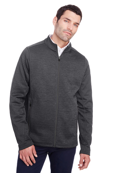 North End NE712 Mens Flux 2.0 Fleece Water Resistant Full Zip Jacket Heather Black/Carbon Grey Model Front