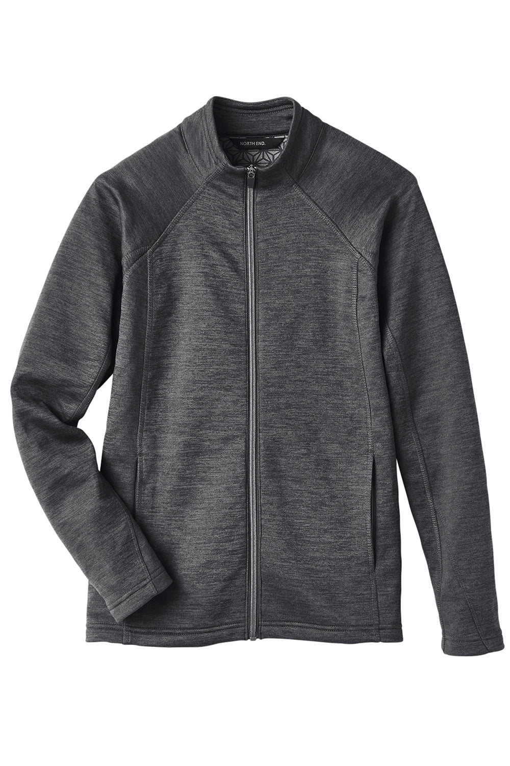 North End NE712W Womens Flux 2.0 Fleece Water Resistant Full Zip Jacket Heather Black/Carbon Grey Flat Front