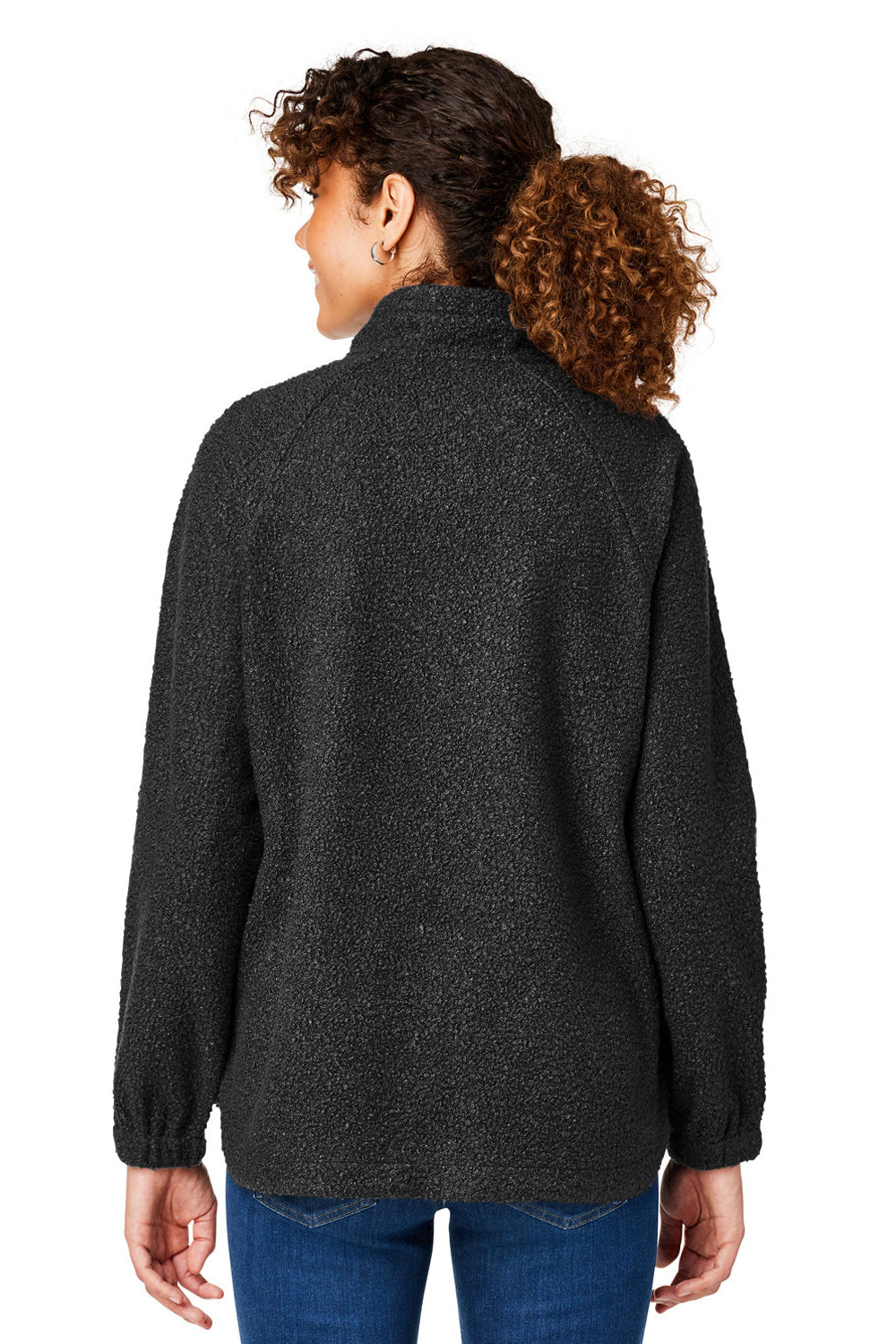 North End NE713W Womens Aura Sweater Fleece 1/4 Zip Sweatshirt w/ Pockets Black Model Back