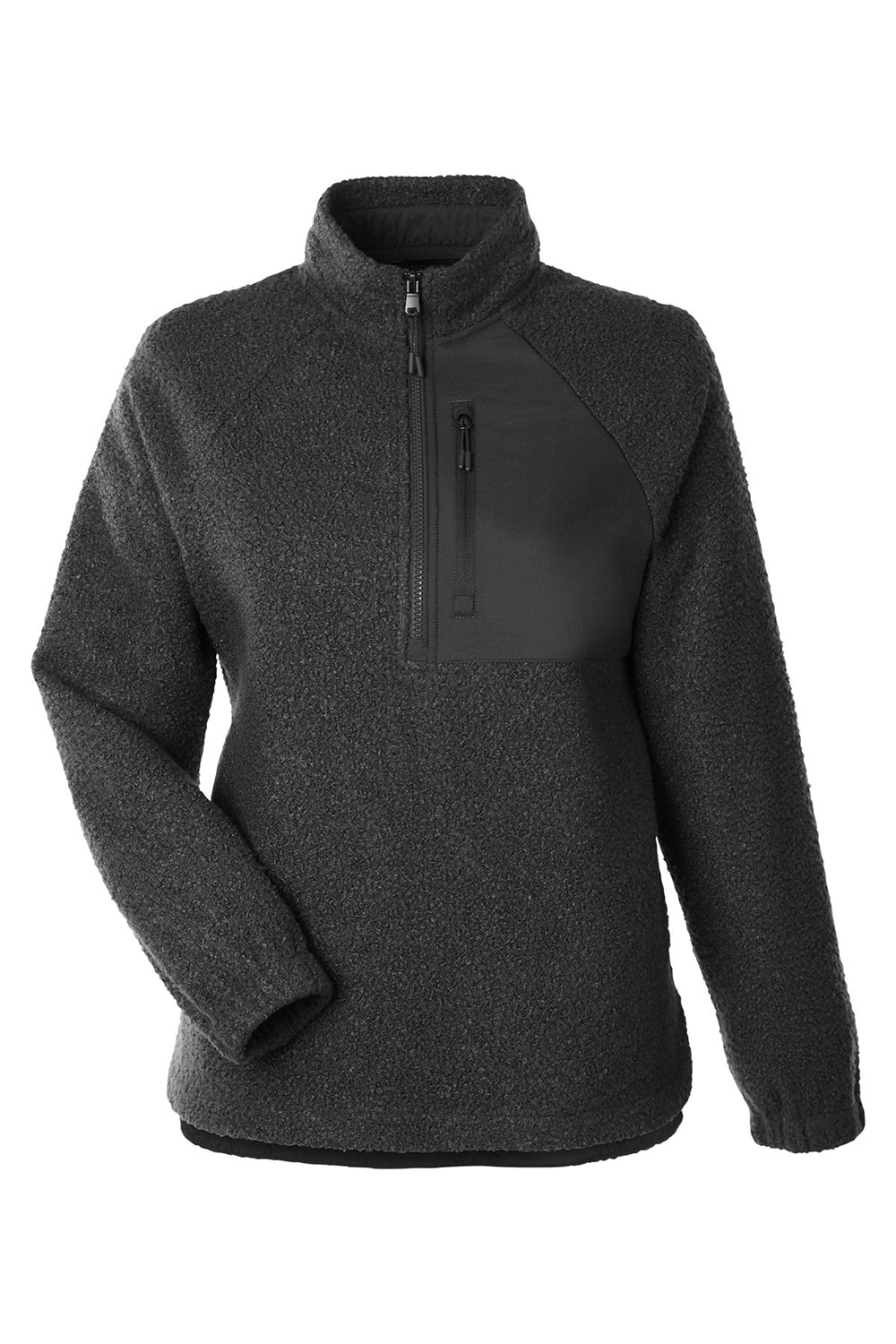 North End NE713W Womens Aura Sweater Fleece 1/4 Zip Sweatshirt w/ Pockets Black Flat Front