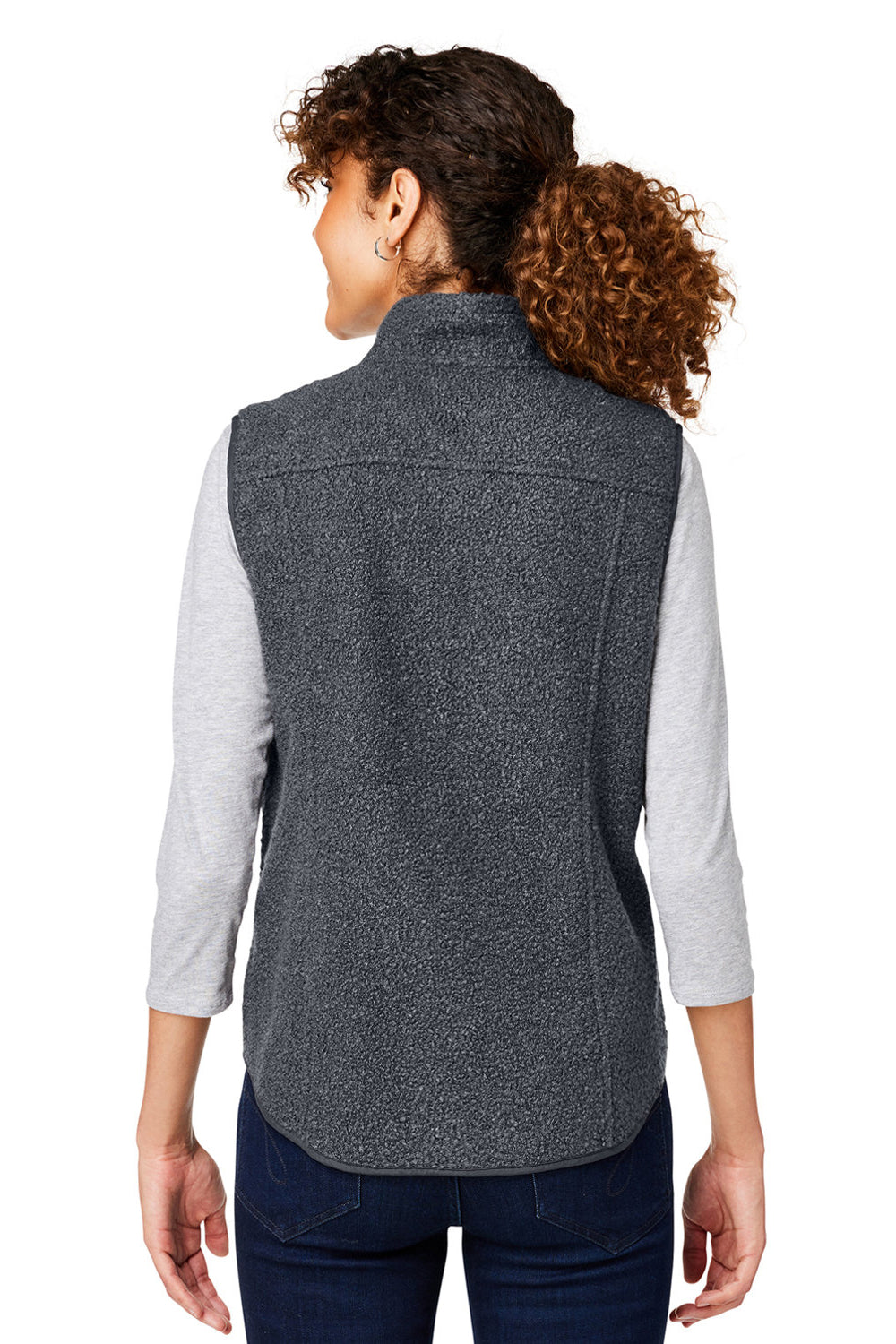 North End NE714W Womens Aura Sweater Fleece Full Zip Vest Carbon Grey Model Back