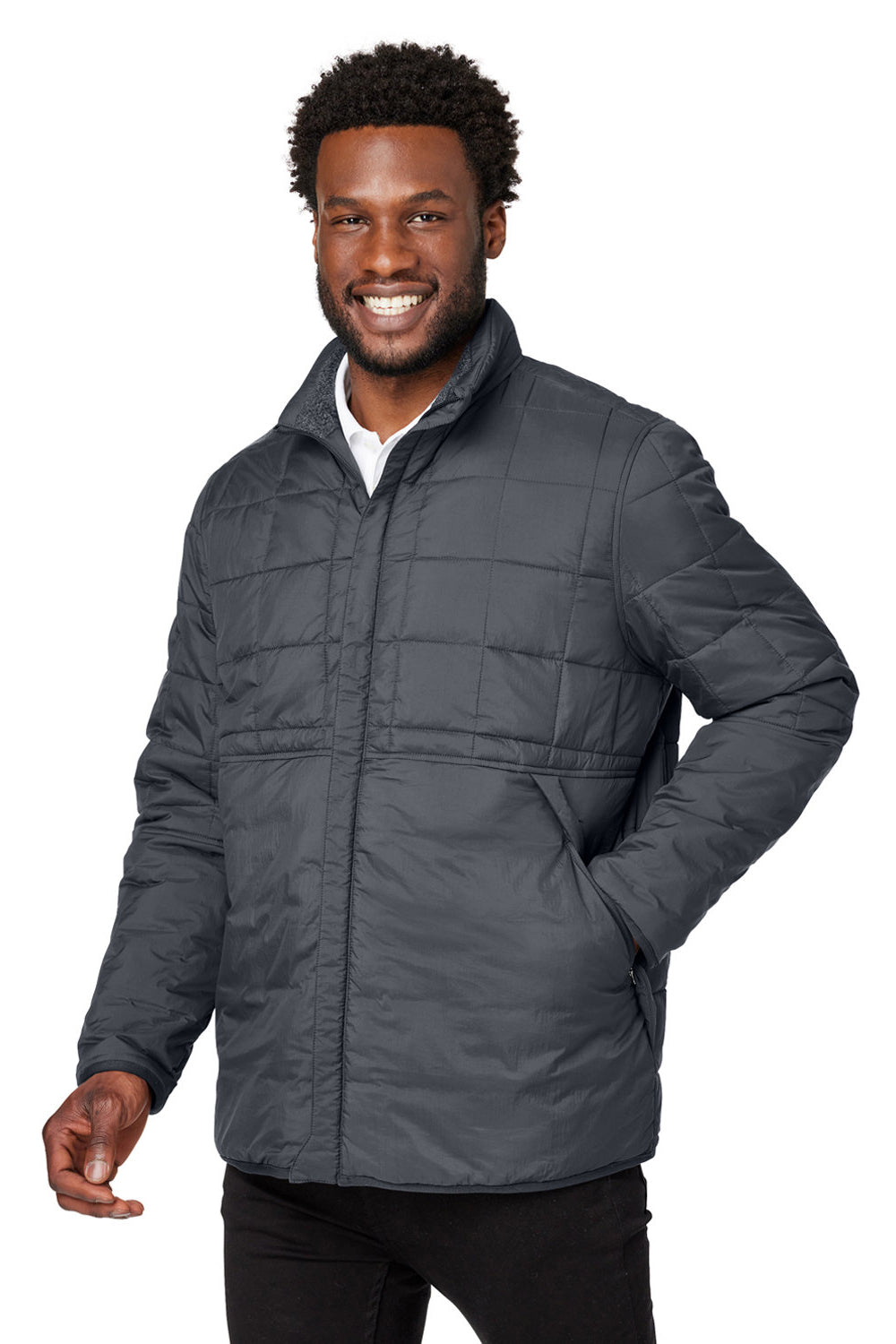 North End NE721 Mens Aura Water Resistant Full Zip Jacket Carbon Grey Model 3q