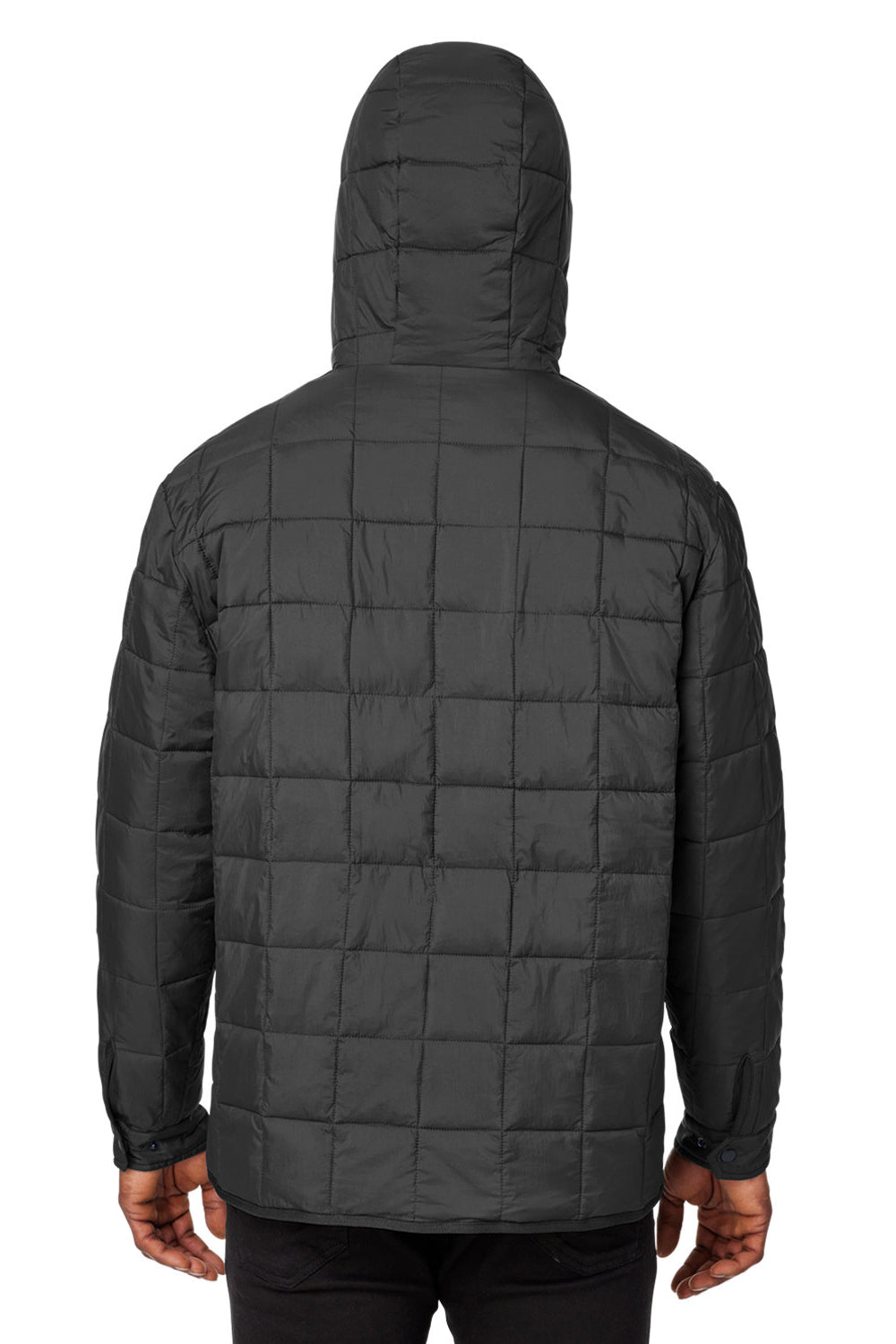 North End NE722 Mens Aura Water Resistant Packable Hooded Anorak Jacket Black Model Back