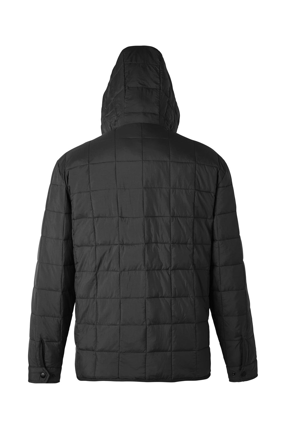 North End NE722 Mens Aura Water Resistant Packable Hooded Anorak Jacket Black Flat Back