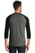 New Era NEA104 Mens Heritage 3/4 Sleeve Crewneck T-Shirt Black Twist/Black Model Back