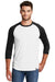 New Era NEA104 Mens Heritage 3/4 Sleeve Crewneck T-Shirt White/Black Model Front