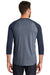 New Era NEA104 Mens Heritage 3/4 Sleeve Crewneck T-Shirt Navy Blue/Navy Blue Twist Model Back