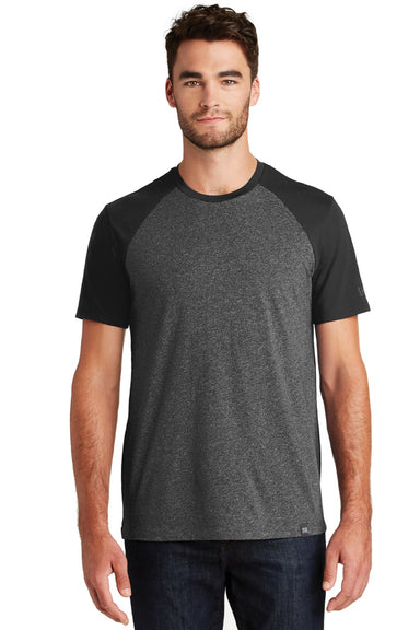 New Era NEA107 Mens Heritage Short Sleeve Crewneck T-Shirt Black Twist/Black Model Front