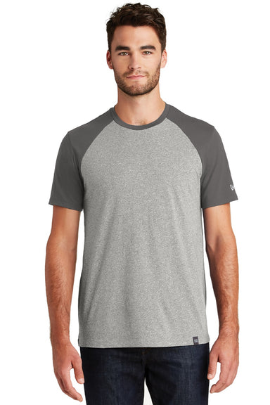 New Era NEA107 Mens Heritage Short Sleeve Crewneck T-Shirt Graphite Grey/Light Graphite Grey Twist Model Front