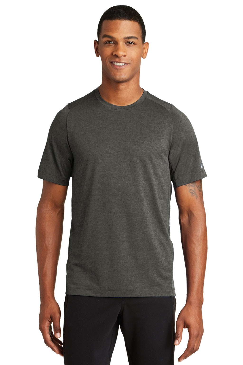New Era NEA200 Mens Series Performance Jersey Moisture Wicking Short Sleeve Crewneck T-Shirt Graphite Grey Model Front