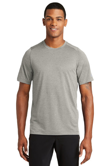 New Era NEA200 Mens Series Performance Jersey Moisture Wicking Short Sleeve Crewneck T-Shirt Rainstorm Grey Model Front