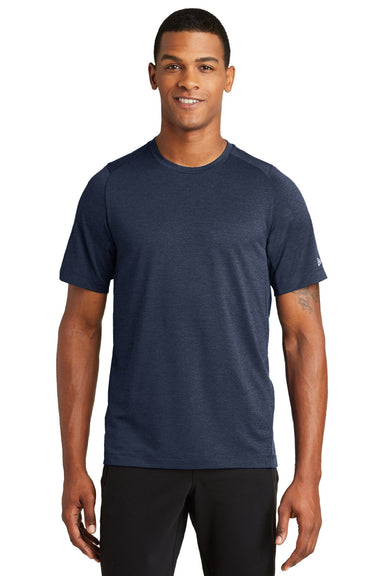 New Era NEA200 Mens Series Performance Jersey Moisture Wicking Short Sleeve Crewneck T-Shirt Navy Blue Model Front