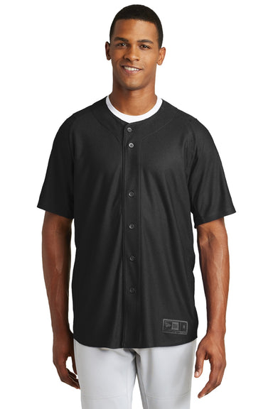 New Era NEA220 Mens Diamond Era Moisture Wicking Short Sleeve Jersey Black Model Front