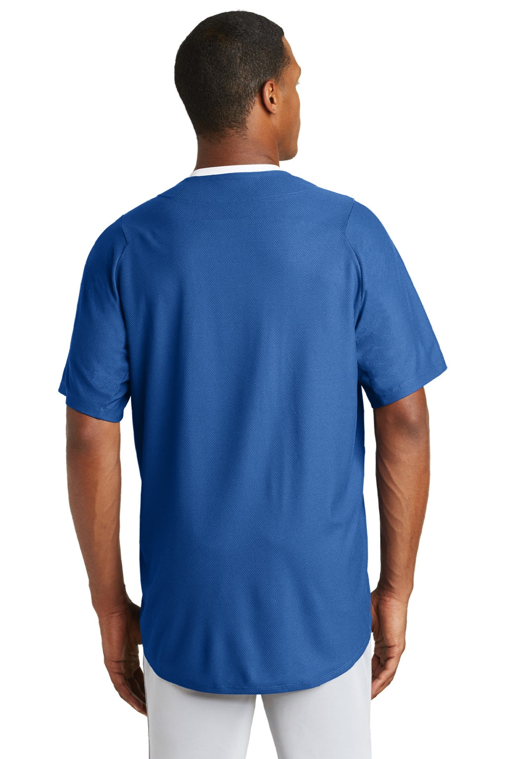 New Era NEA220 Mens Diamond Era Moisture Wicking Short Sleeve Jersey Royal Blue Model Back