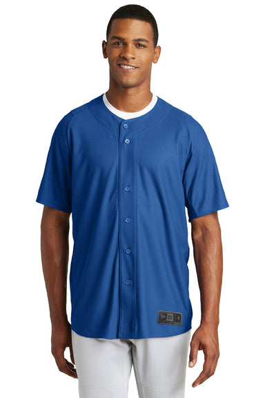 New Era NEA220 Mens Diamond Era Moisture Wicking Short Sleeve Jersey Royal Blue Model Front
