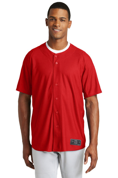 New Era NEA220 Mens Diamond Era Moisture Wicking Short Sleeve Jersey Scarlet Red Model Front