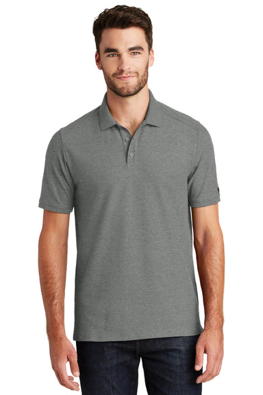 New Era NEA300 Mens Venue Home Plate Moisture Wicking Short Sleeve Polo Shirt Heather Graphite Grey Model Front