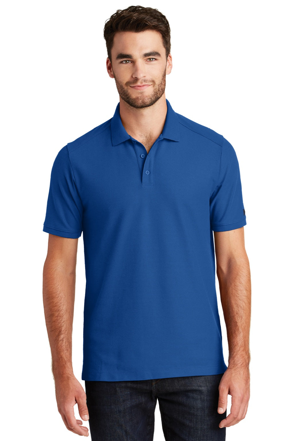 New Era NEA300 Mens Venue Home Plate Moisture Wicking Short Sleeve Polo Shirt Royal Blue Model Front