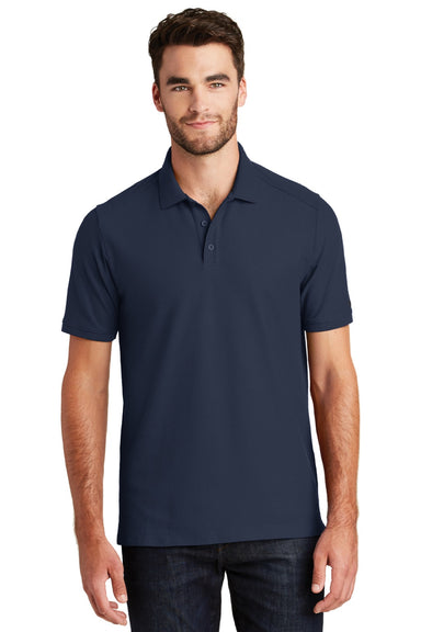 New Era NEA300 Mens Venue Home Plate Moisture Wicking Short Sleeve Polo Shirt Navy Blue Model Front