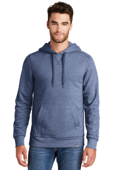 New Era NEA500 Mens Sueded French Terry Hooded Sweatshirt Hoodie w/ Pouch Pocket Dark Royal Blue Twist Model Front