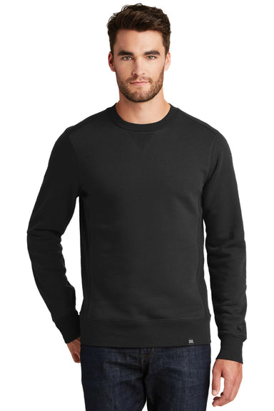 New Era NEA501 Mens Sueded French Terry Crewneck Sweatshirt Black Model Front
