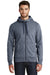 New Era NEA502 Mens Sueded French Terry Full Zip Hooded Sweatshirt Hoodie w/ Pockets Navy Blue Twist Model Front