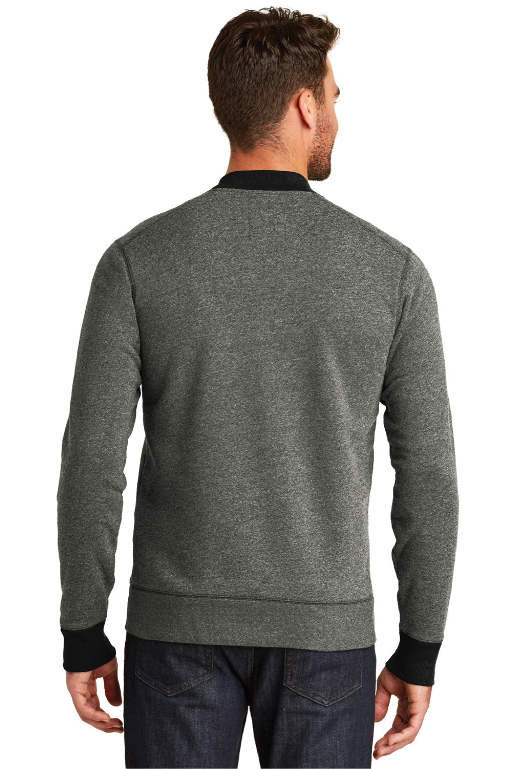 New Era NEA503 Mens Sueded French Terry Full Zip Jacket Black Twist/Black Model Back