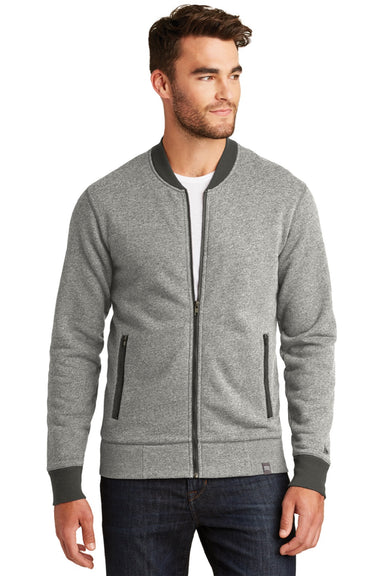New Era NEA503 Mens Sueded French Terry Full Zip Jacket Light Graphite Grey Twist/Graphite Grey Model Front