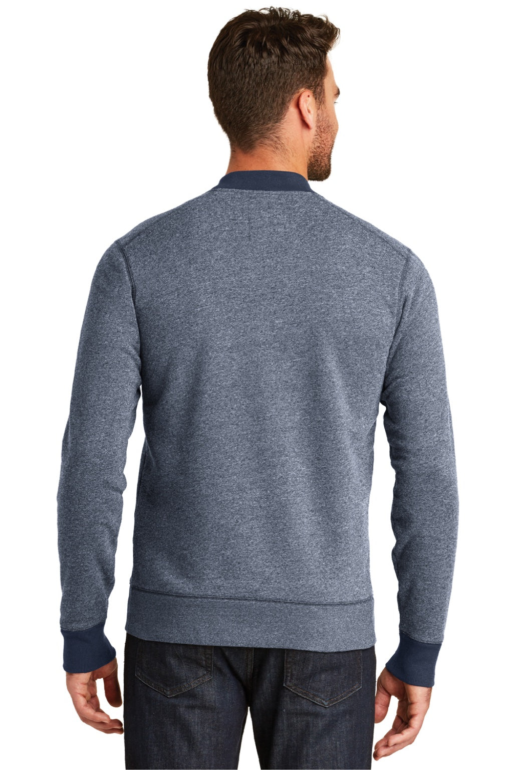 New Era NEA503 Mens Sueded French Terry Full Zip Jacket Navy Blue Twist/Navy Blue Model Back