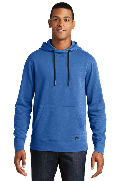 New Era NEA510 Mens Fleece Hooded Sweatshirt Hoodie w/ Pouch Pocket Heather Royal Blue Model Front