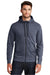 New Era NEA511 Mens Fleece Full Zip Hooded Sweatshirt Hoodie w/ Pockets Heather Navy Blue Model Front