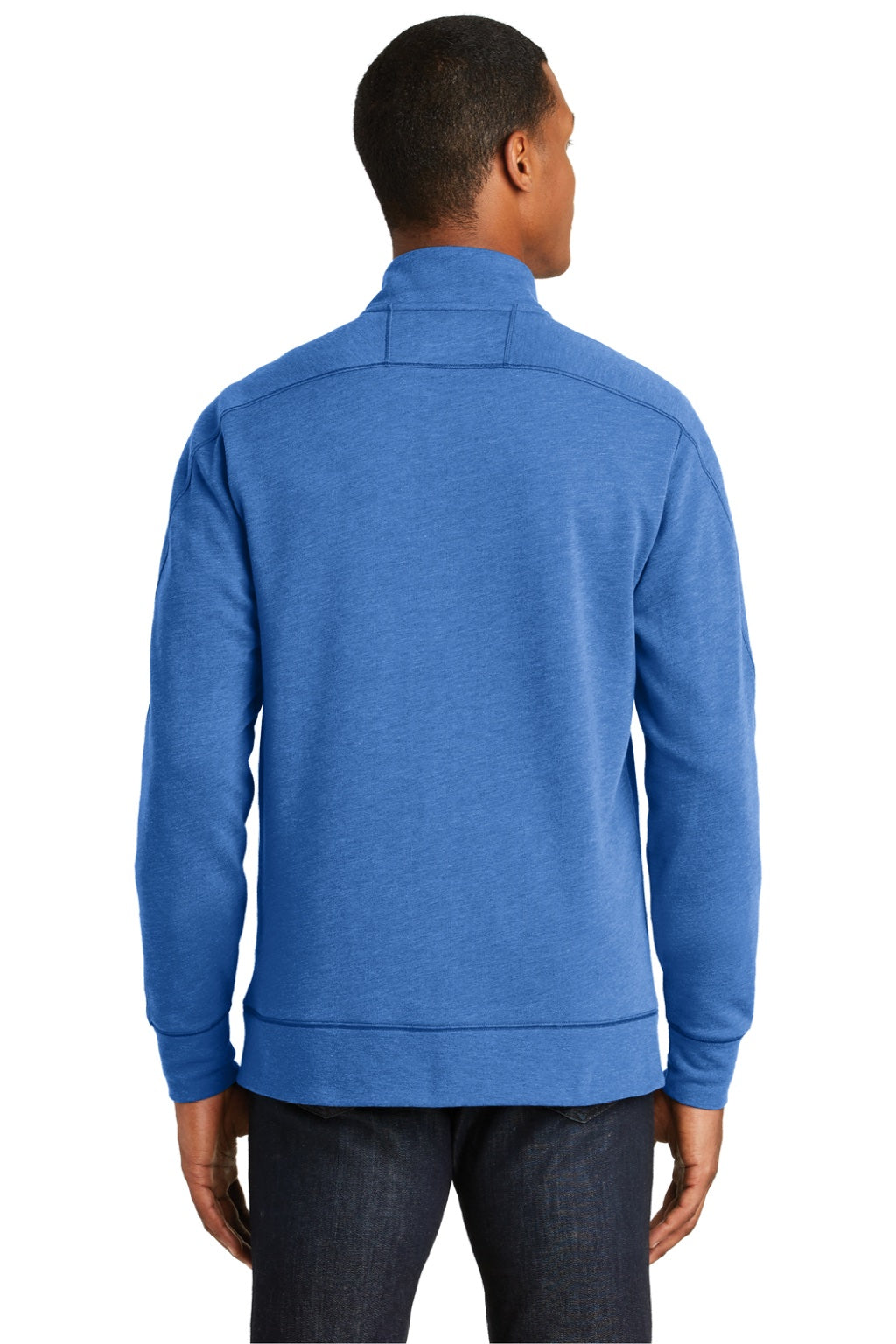 New Era NEA512 Mens Fleece 1/4 Zip Sweatshirt Heather Royal Blue Model Back