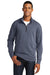 New Era NEA512 Mens Fleece 1/4 Zip Sweatshirt Heather Navy Blue Model Front