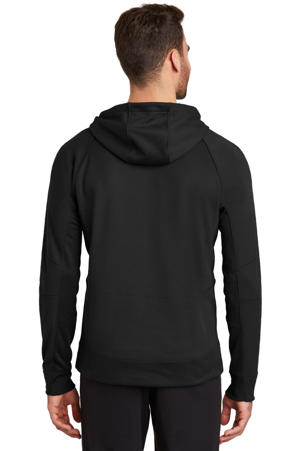 New Era NEA520 Mens Venue Fleece Moisture Wicking Hooded Sweatshirt Hoodie w/ Pockets Black Model Back
