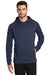 New Era NEA520 Mens Venue Fleece Moisture Wicking Hooded Sweatshirt Hoodie w/ Pockets Navy Blue Model Front