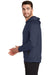 New Era NEA520 Mens Venue Fleece Moisture Wicking Hooded Sweatshirt Hoodie w/ Pockets Navy Blue Model Side