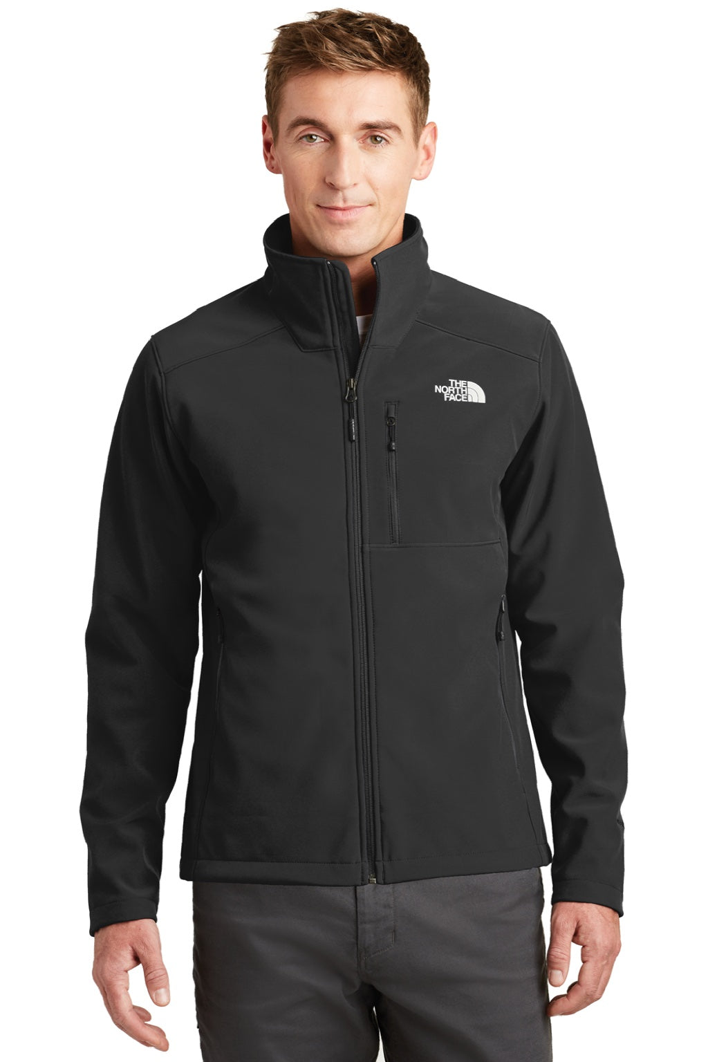The North Face NF0A3LGT Mens Apex Barrier Wind & Water Resistant Full Zip Jacket Black Model Front