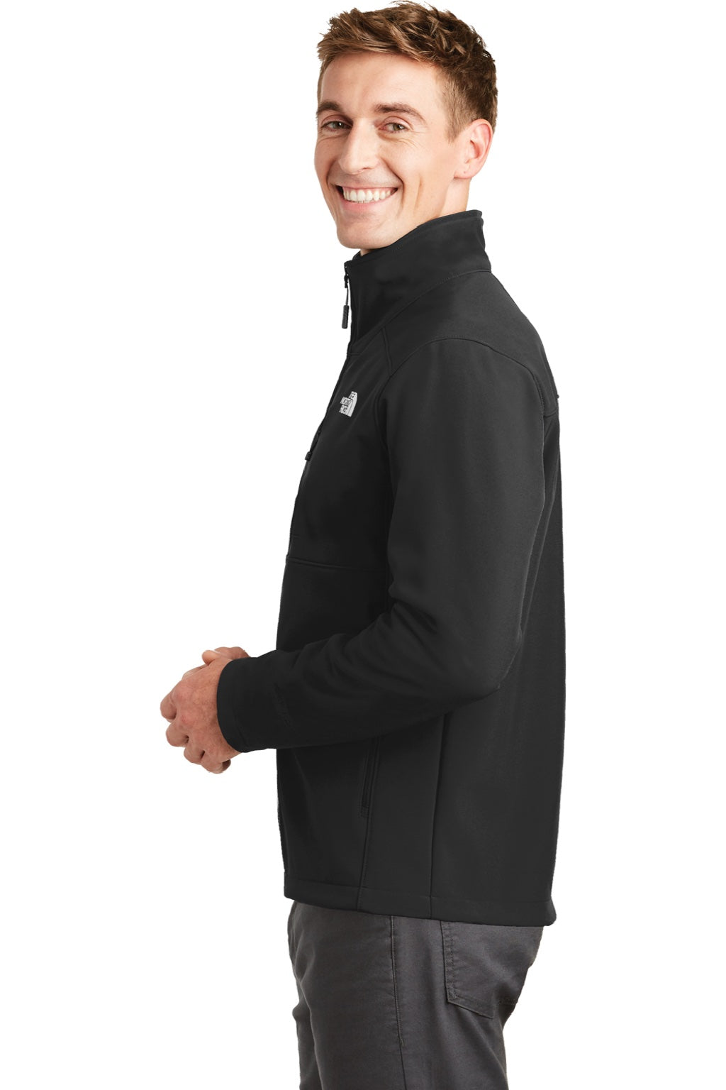 The North Face NF0A3LGT Mens Apex Barrier Wind & Water Resistant Full Zip Jacket Black Model Side
