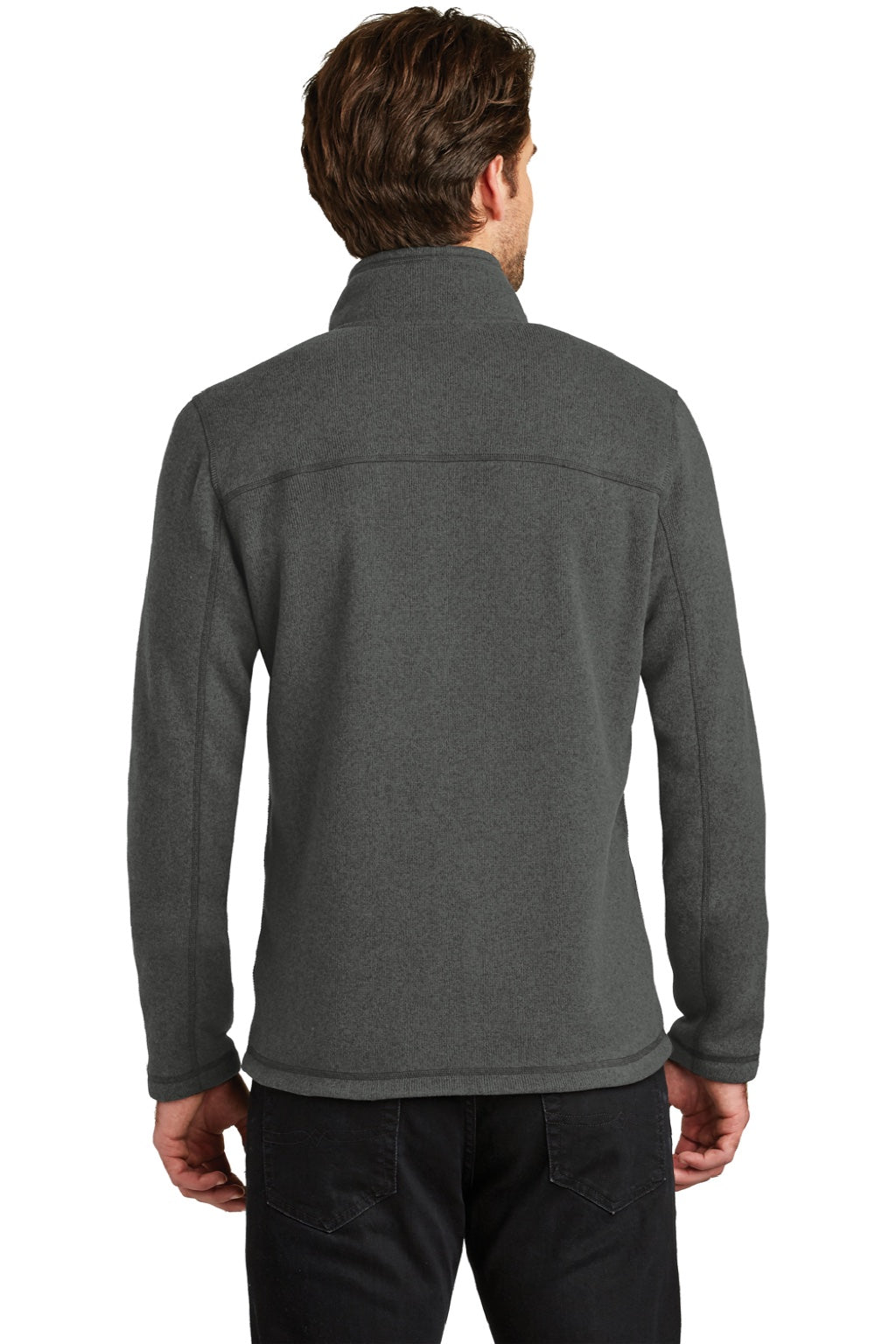 The North Face NF0A3LH7 Mens Full Zip Sweater Fleece Jacket Heather Black Model Back