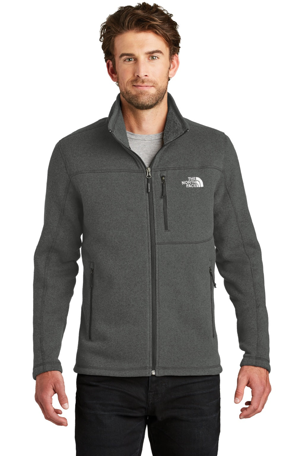 The North Face NF0A3LH7 Mens Heather Black Full Zip Sweater Fleece