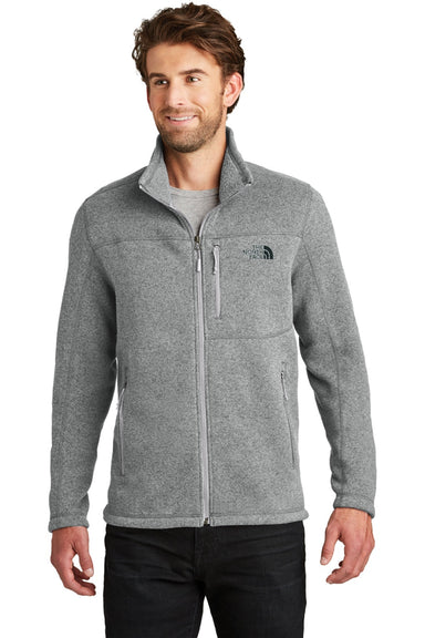 The North Face NF0A3LH7 Mens Full Zip Sweater Fleece Jacket Heather Medium Grey Model Front