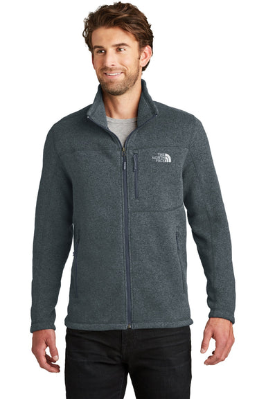 The North Face NF0A3LH7 Mens Full Zip Sweater Fleece Jacket Heather Urban Navy Blue Model Front