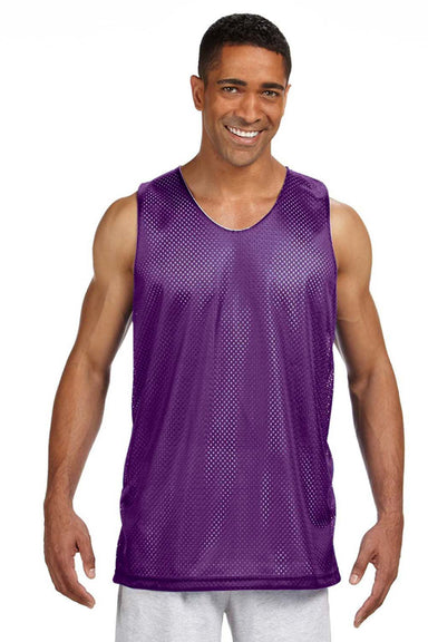 A4 NF1270 Mens Reversible Mesh Moisture Wicking Tank Top Purple Model Front