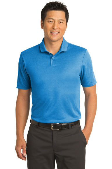 Nike NKAA1854 Mens Prime Dri-Fit Moisture Wicking Short Sleeve Polo Shirt Photo Blue Model Front