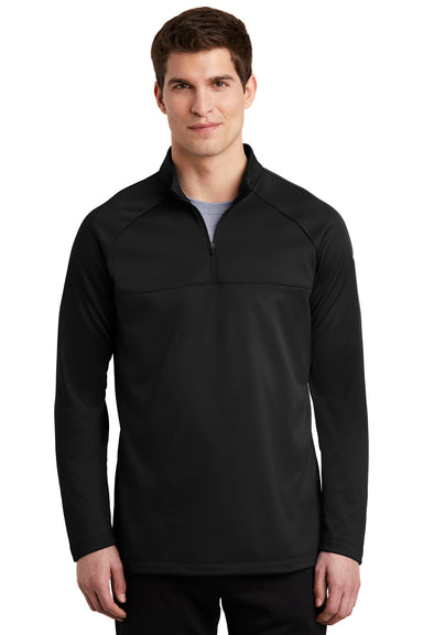 Nike NKAH6254 Mens Therma-Fit Moisture Wicking Fleece 1/4 Zip Sweatshirt Black Model Front