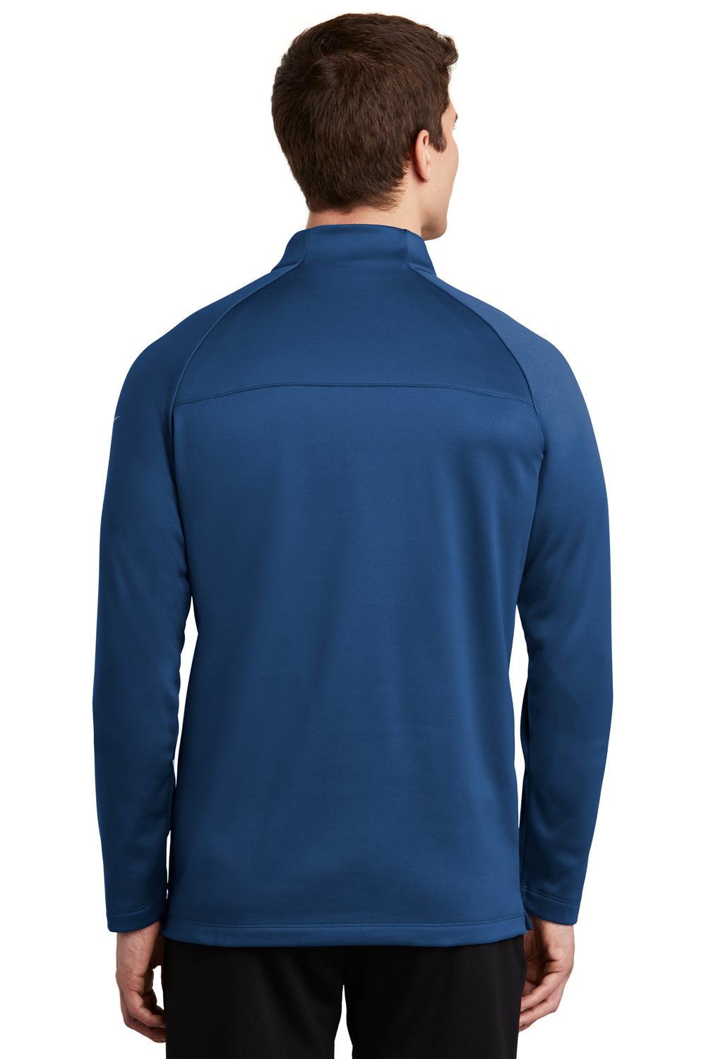 Nike NKAH6254 Mens Therma-Fit Moisture Wicking Fleece 1/4 Zip Sweatshirt Gym Blue Model Back