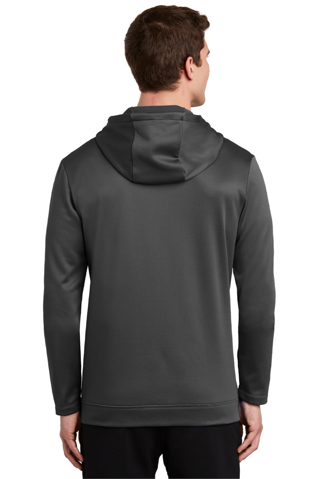 Nike NKAH6259 Mens Therma-Fit Moisture Wicking Fleece Full Zip Hooded Sweatshirt Hoodie w/ Pockets Anthracite Grey Model Back